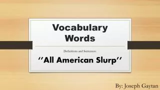 Vocabulary Words