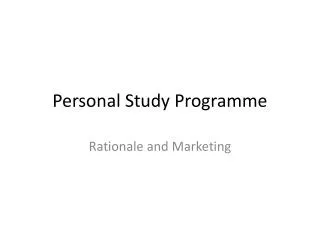 Personal Study Programme
