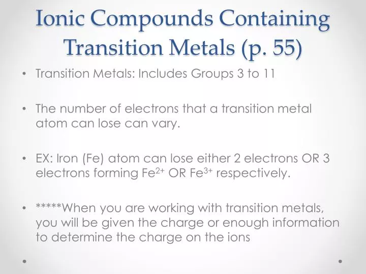 ionic compounds containing transition metals p 55