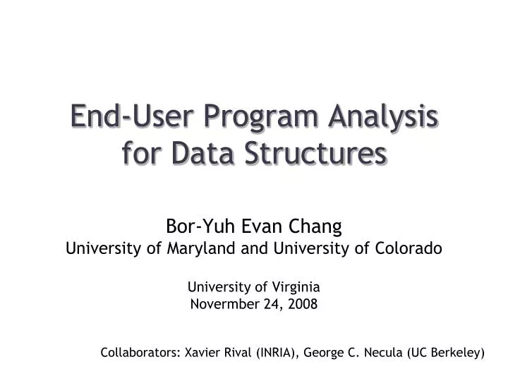 end user program analysis for data structures