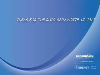 Ideas for the RHIC-Spin Write-Up 2012