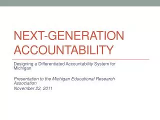 Next-Generation Accountability