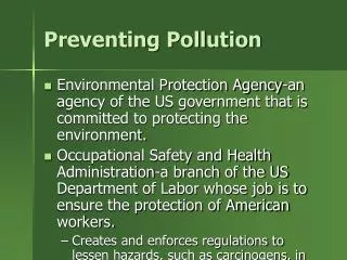 Preventing Pollution