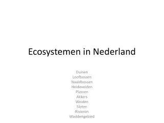 Ecosystemen in Nederland