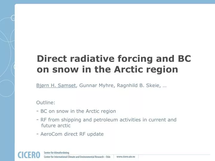 direct radiative forcing and bc on snow in the arctic region