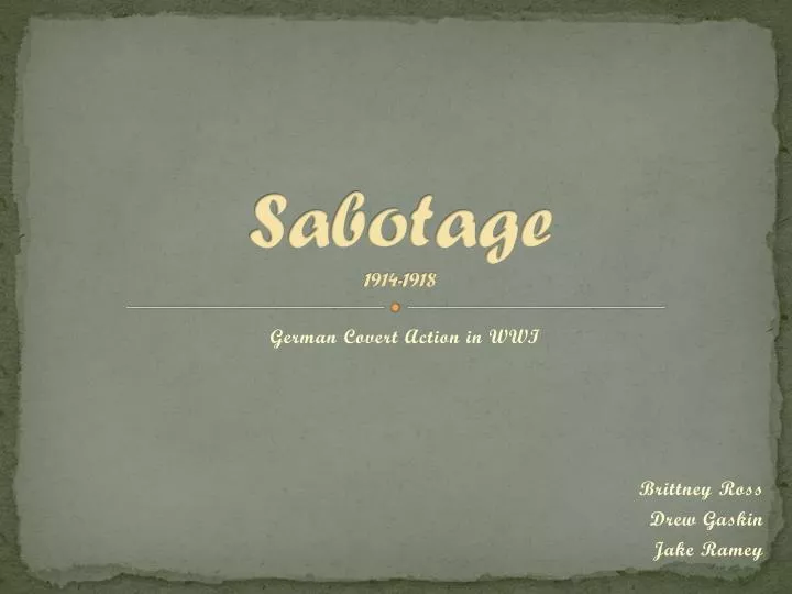 sabotage 1914 1918