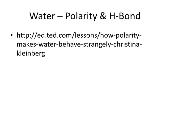 water polarity h bond