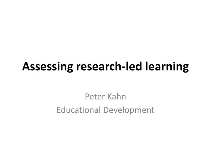 assessing research led learning