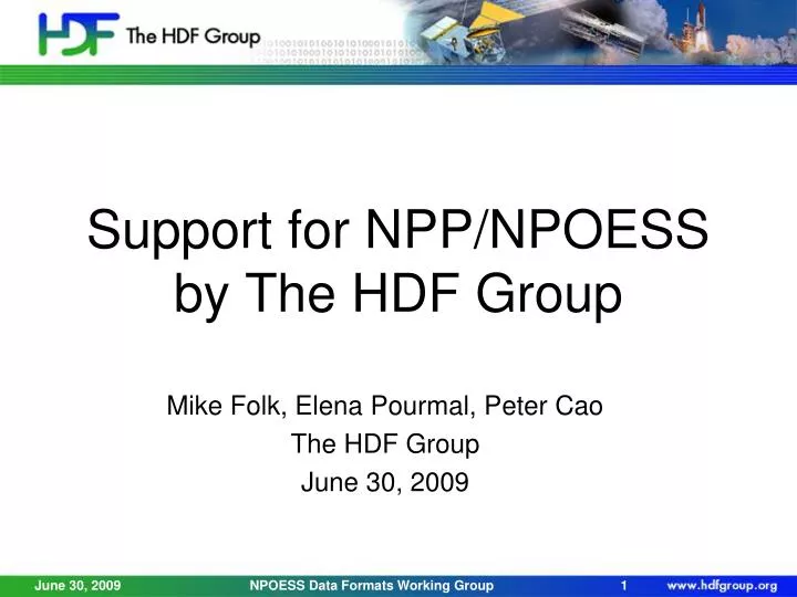 support for npp npoess by the hdf group