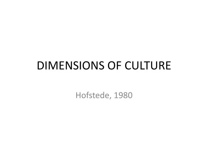 dimensions of culture