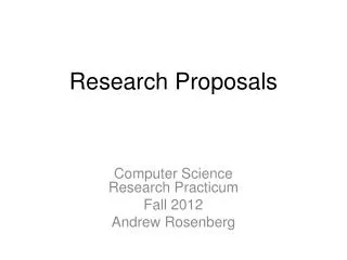 Research Proposals