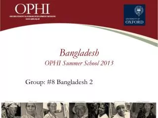 Bangladesh OPHI Summer School 2013
