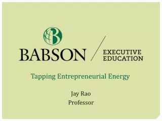 Tapping Entrepreneurial Energy