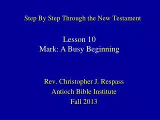 Step By Step Through the New Testament