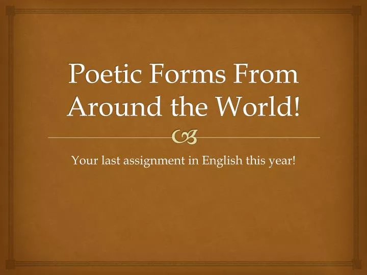 poetic forms from around the world