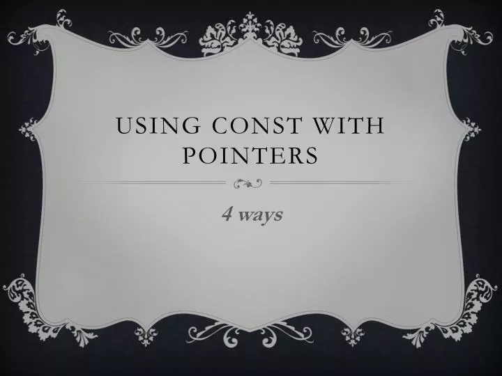 using const with pointers