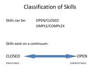 Classification of Skills