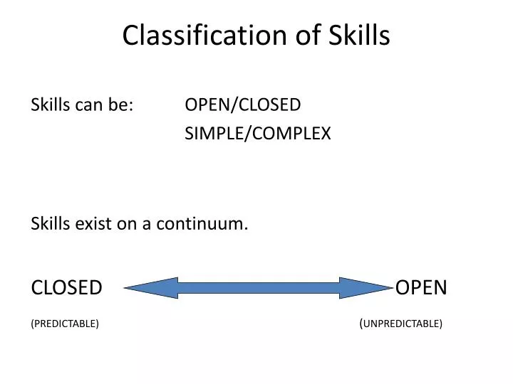 classification of skills