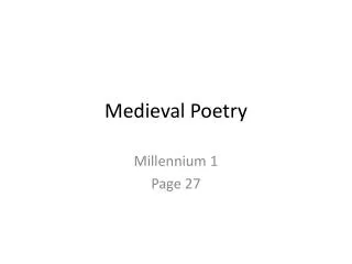 Medieval Poetry
