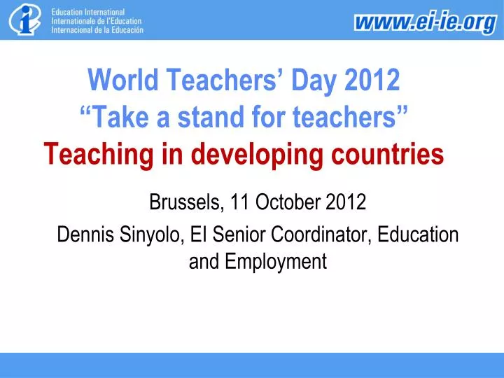 world teachers day 2012 take a stand for teachers teaching in developing countries
