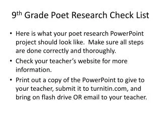 9 th Grade Poet Research Check List