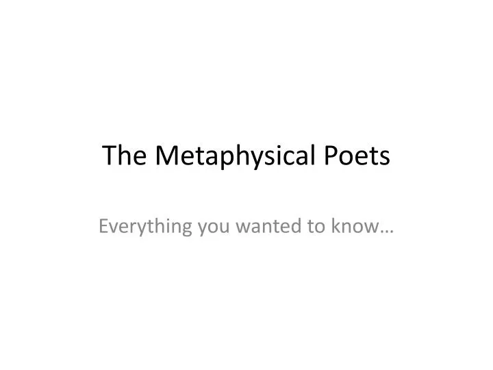 the metaphysical poets