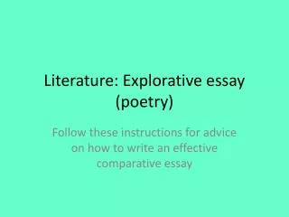 Literature: Explorative essay (poetry)