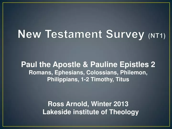 new testament survey nt1