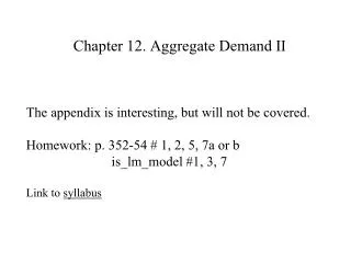 Chapter 12. Aggregate Demand II