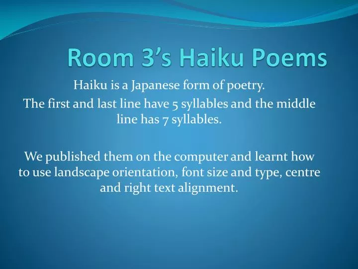 room 3 s haiku poems