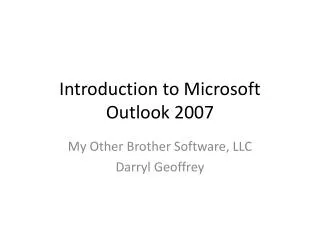 Introduction to Microsoft Outlook 2007