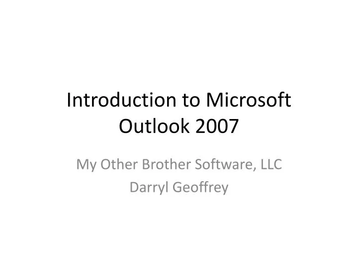 introduction to microsoft outlook 2007