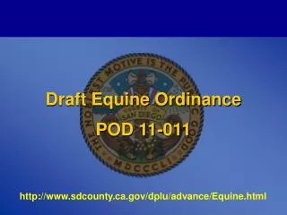 Draft Equine Ordinance POD 11-011