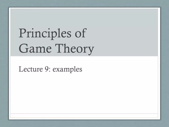 principles of game theory