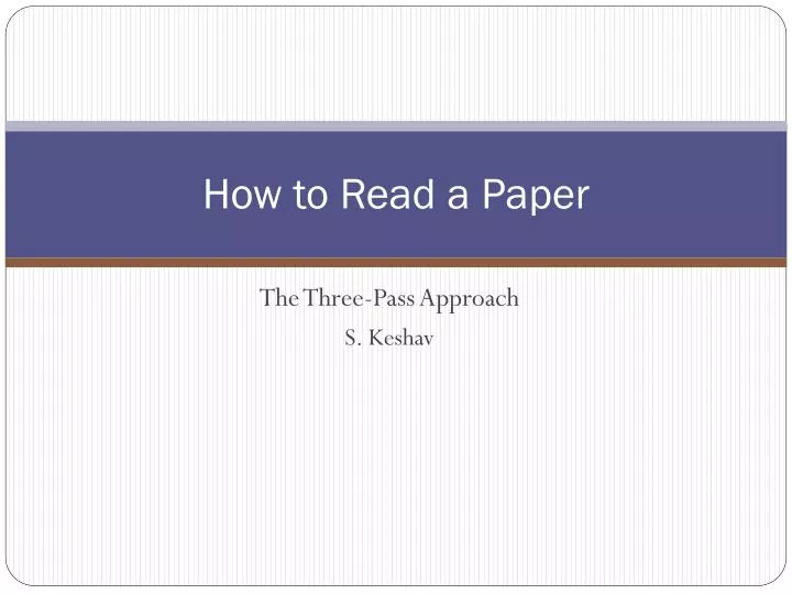 how to read a paper