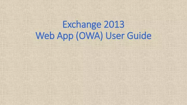 exchange 2013 web app owa user guide
