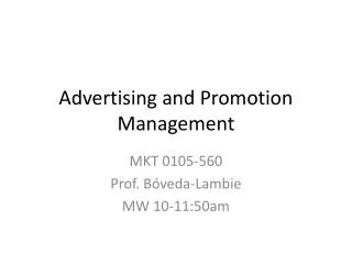 Advertising and Promotion Management
