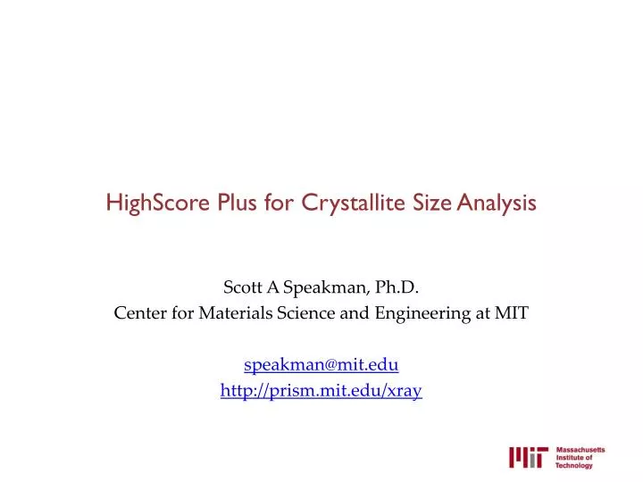 highscore plus for crystallite size analysis