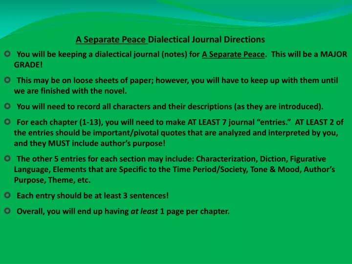 a separate peace dialectical journal directions