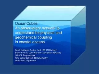 OceanCubes : An observatory network to understand biophysical and geochemical coupling