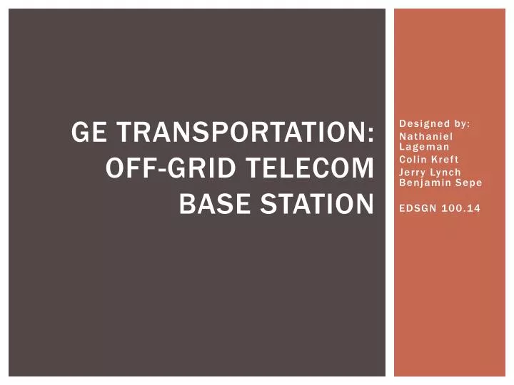 ge transportation off grid telecom base station