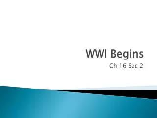 WWI Begins