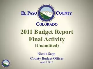 2011 Budget Report Final Activity (Unaudited)