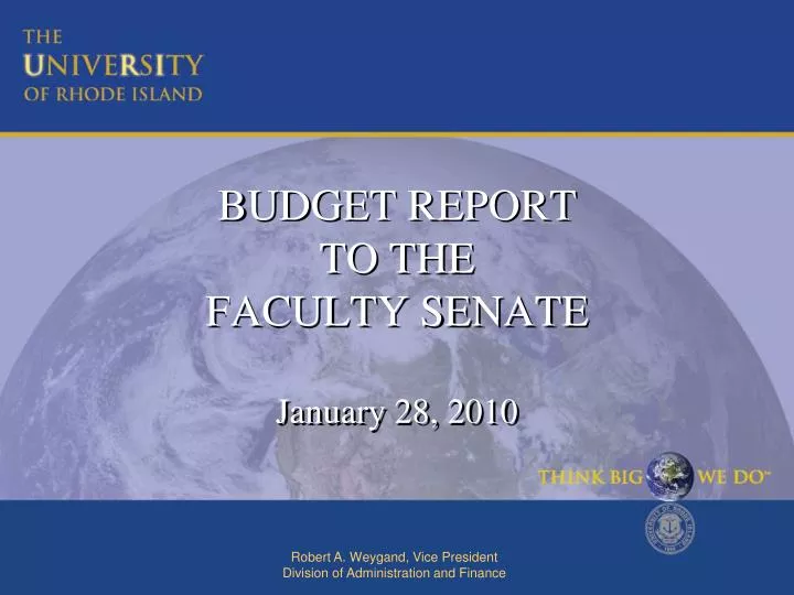 budget report to the faculty senate january 28 2010