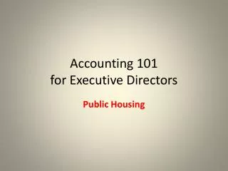 Accounting 101 for Executive Directors