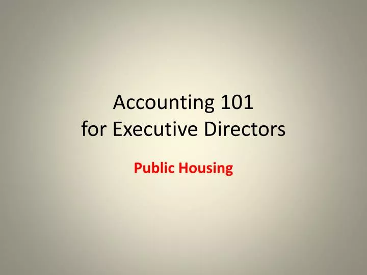 accounting 101 for executive directors