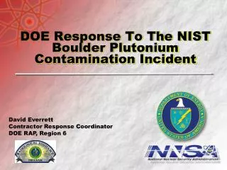 DOE Response To The NIST Boulder Plutonium Contamination Incident