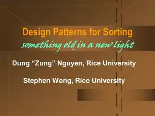 Design Patterns for Sorting something old in a new light