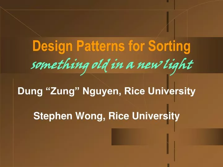 design patterns for sorting something old in a new light