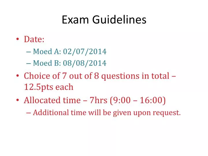 exam guidelines